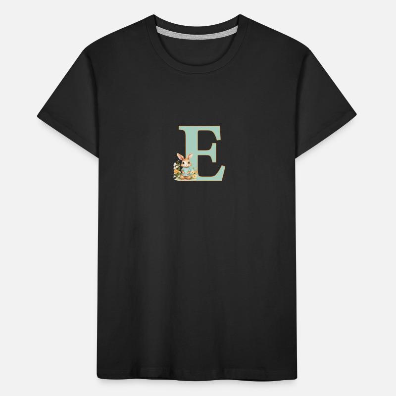 Letter E, Monogram, Flowers, Bunny Kids' Premium Organic T-Shirt