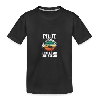 Pilote aux commandes Hélicoptère Aviateur Hélicoptère - T-shirt bio Premium Enfant - noir - Devant