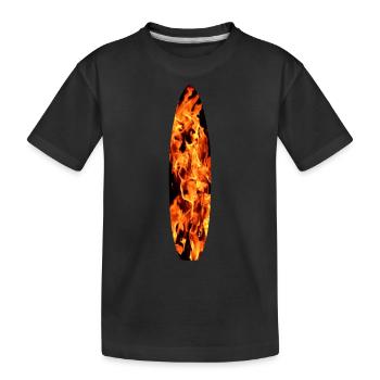 Surfboard in flames - Kids' Premium Organic T-Shirt - black - Front