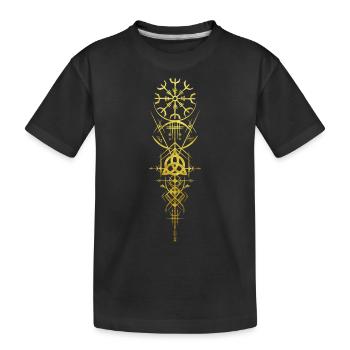 Aegishjalmur Triskele Viking Runes Seidr Magic - Kids' Premium Organic T-Shirt - black - Front