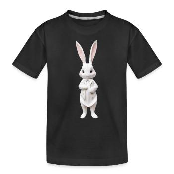 Niedlicher Hase weiss 5 - Kinder Premium Bio T-Shirt - Schwarz - Vorne