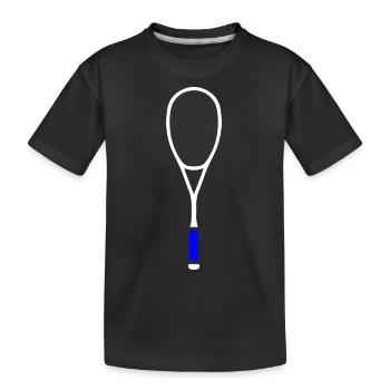 Raquette de squash Tennis Multicolore Blanc Bleu - T-shirt bio Premium Enfant - noir - Devant