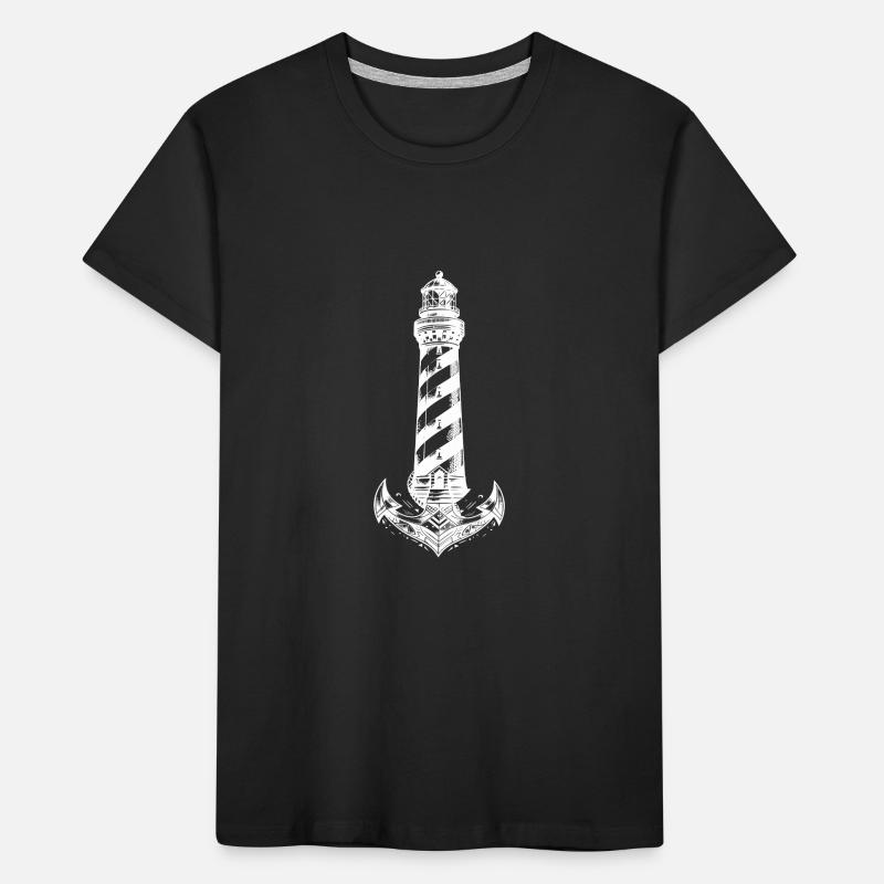Conception d’ancre de phare côtier à rayures obliques T-shirt bio Premium Enfant