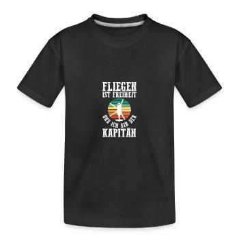 Pilot Fliegen Flieger Helikopter Hubschrauber - Kinder Premium Bio T-Shirt - Schwarz - Vorne