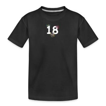 unisex, 18 feuerwerk bunt - Kinder Premium Bio T-Shirt - Schwarz - Vorne