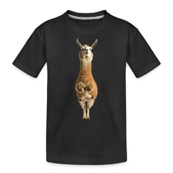 Lama - Kinder Premium Bio T-Shirt - Schwarz - Vorne