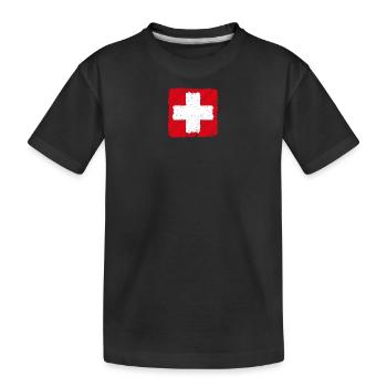 Switzerland Swiss Cross Suisse Swiss Flag - Kids' Premium Organic T-Shirt - black - Front