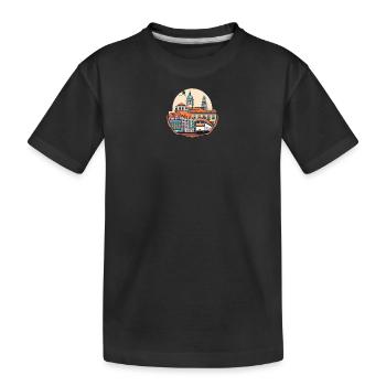 Vivid City Tramscape - Kids' Premium Organic T-Shirt - black - Front