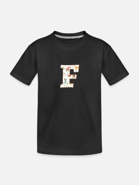 Letter F, Monogram, Animal Pattern - Kids' Premium Organic T-Shirt - black