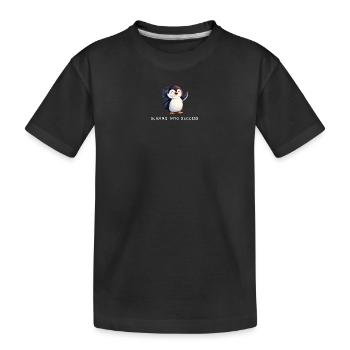 Cute Penguin "Sliding into Success" Quote - Kids' Premium Organic T-Shirt - black - Front