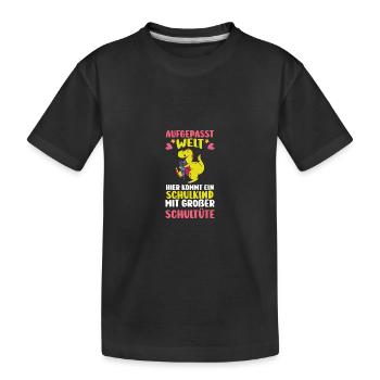 Dino Kita graduates school start school child enrollment - Kids' Premium Organic T-Shirt - black - Front