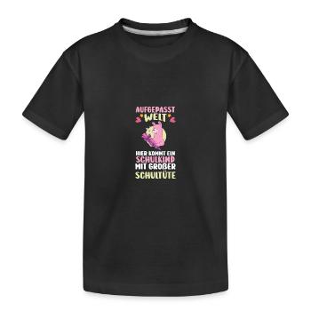 Kindergarten graduates school start school child llama enrollment - Kids' Premium Organic T-Shirt - black - Front