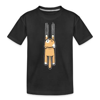 Scratching cat - Kids' Premium Organic T-Shirt - black - Front