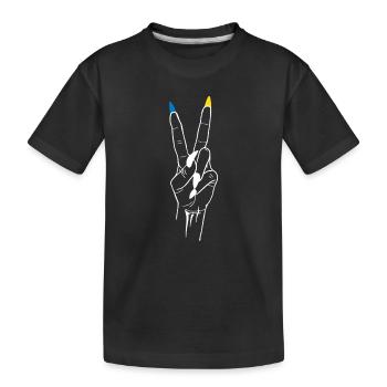 Peace Ukraine Victory - Kids' Premium Organic T-Shirt - black - Front