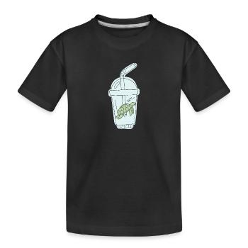 Tortue piégée dans un gobelet en plastique - T-shirt bio Premium Enfant - noir - Devant