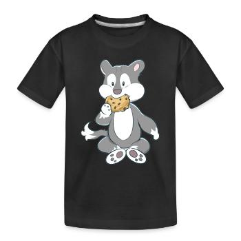 Loup Animaux Fantaisie Biscuits Enfants bande dessinée - T-shirt bio Premium Enfant - noir - Devant