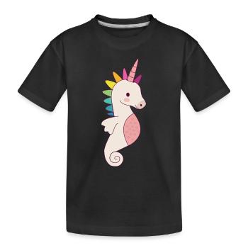 Licorne hippocampe doux cadeau - T-shirt bio Premium Enfant - noir - Devant