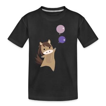 Ballon de cheval volant poney mignon pour les enfants - T-shirt bio Premium Enfant - noir - Devant