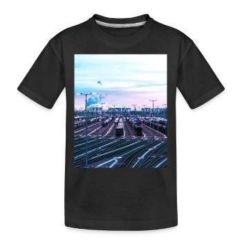 Railway station - Kids' Premium Organic T-Shirt - black - Front