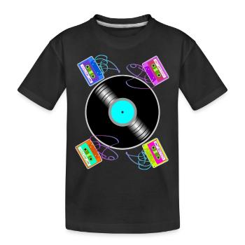 Vintage-Begegnungen zwischen Vinyl und Kassetten - Kinder Premium Bio T-Shirt - Schwarz - Vorne