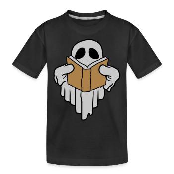 Book-reading funny ghost - Kids' Premium Organic T-Shirt - black - Front