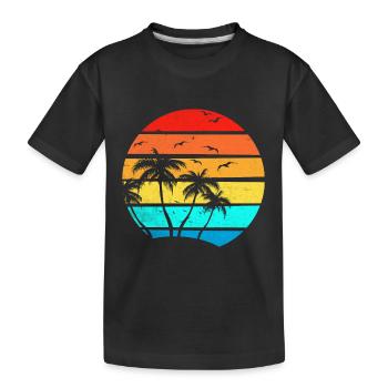 Palm Coconut Birds Sea Ocean Summer - Kids' Premium Organic T-Shirt - black - Front