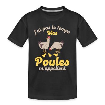 Poules poulailler poussins - T-shirt bio Premium Enfant - noir - Devant