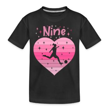 9. Geburtstag Fussball Fussballspielerin Mädchen - Kinder Premium Bio T-Shirt - Schwarz - Vorne