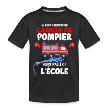 Né pour conduire un camion de pompier Anniversaire - T-shirt bio Premium Enfant - noir - Devant