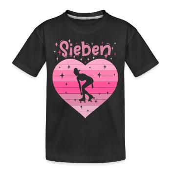 Herz Liebe Sport Rollschuh Mädchen 7. Geburtstag - Kinder Premium Bio T-Shirt - Schwarz - Vorne