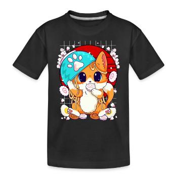 Kätzchen essen Ramen und Shusi Kawaii - Kinder Premium Bio T-Shirt - Schwarz - Vorne