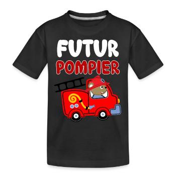Mon Bébé Pompier Cadeau Enfant Garçon - T-shirt bio Premium Enfant - noir - Devant