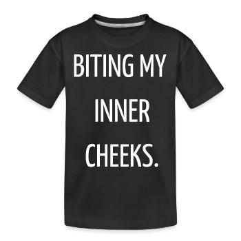 Biting my inner cheeks - Kids' Premium Organic T-Shirt - black - Front