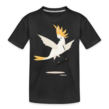 Skateboarding Kickflip Kakadu Sk8 Vogel - Kinder Premium Bio T-Shirt - Schwarz - Vorne
