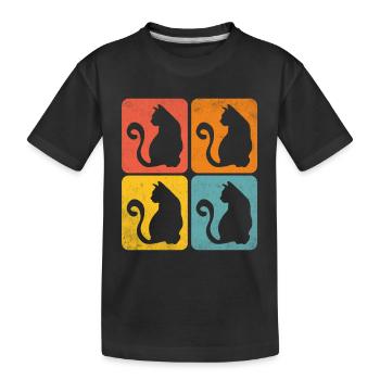 chat retro color shapes - T-shirt bio Premium Enfant - noir - Devant
