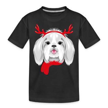 Pretty Shih Tzu portant des cornes de Noël - T-shirt bio Premium Enfant - noir - Devant