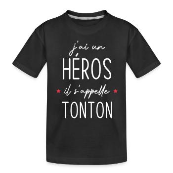 J'ai un héros il s'appelle tonton - T-shirt bio Premium Enfant - noir - Devant