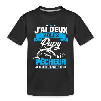 Papy Et pêcheur - T-shirt bio Premium Enfant - noir - Devant