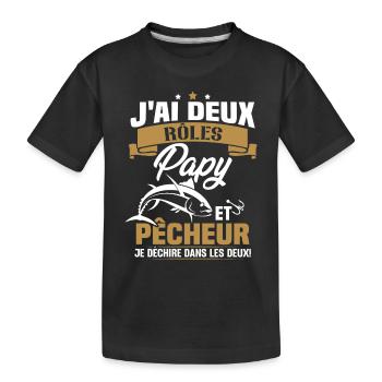 Papy Et pêcheur - T-shirt bio Premium Enfant - noir - Devant