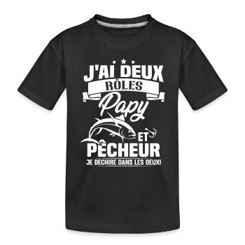 Papy Et pêcheur - T-shirt bio Premium Enfant - noir - Devant