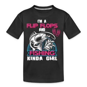 Ich bin ein Flip Flop und Fischer Mädchen - Kinder Premium Bio T-Shirt - Schwarz - Vorne