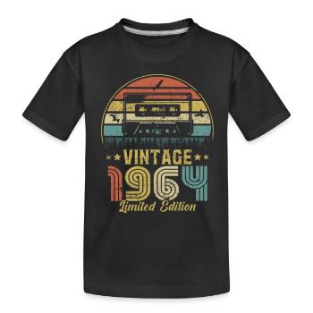 Vintage 1964 Cassette - Kids' Premium Organic T-Shirt - black - Front
