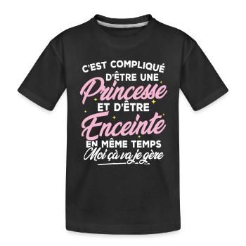 Une Princesse et Enceinte - T-shirt bio Premium Enfant - noir - Devant