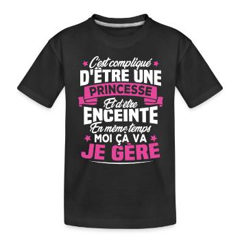 Une Princesse et Enceinte - T-shirt bio Premium Enfant - noir - Devant