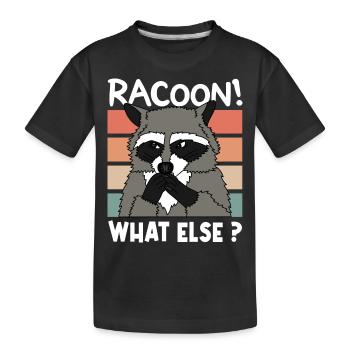 WASCHBÄR RACOON Weihnachten Geschenk - Kinder Premium Bio T-Shirt - Schwarz - Vorne