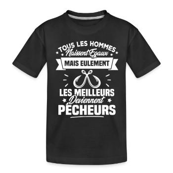Les meilleurs hommes deviennent Pêcheurs - T-shirt bio Premium Enfant - noir - Devant