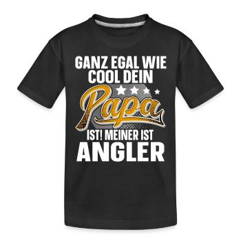 Angler Papa Vater Vatertag Cooler Papa - Kinder Premium Bio T-Shirt - Schwarz - Vorne