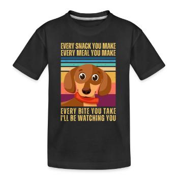 DACKEL BEOBACHTEN - Kinder Premium Bio T-Shirt - Schwarz - Vorne
