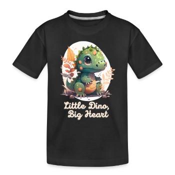 Little Dino Big Heart - Kids' Premium Organic T-Shirt - black - Front