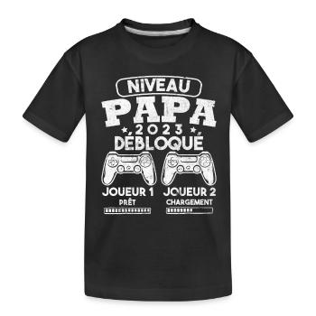 Niveau papa débloqué futur père 2023 - T-shirt bio Premium Enfant - noir - Devant